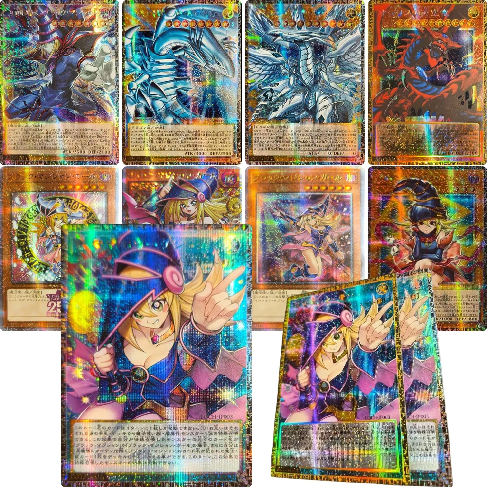 Yu-Gi-Oh! Anime characters Blue-Eyes White Dragon Black Magician Girl DIY Homemade toys Collection card Christmas birthday gift
