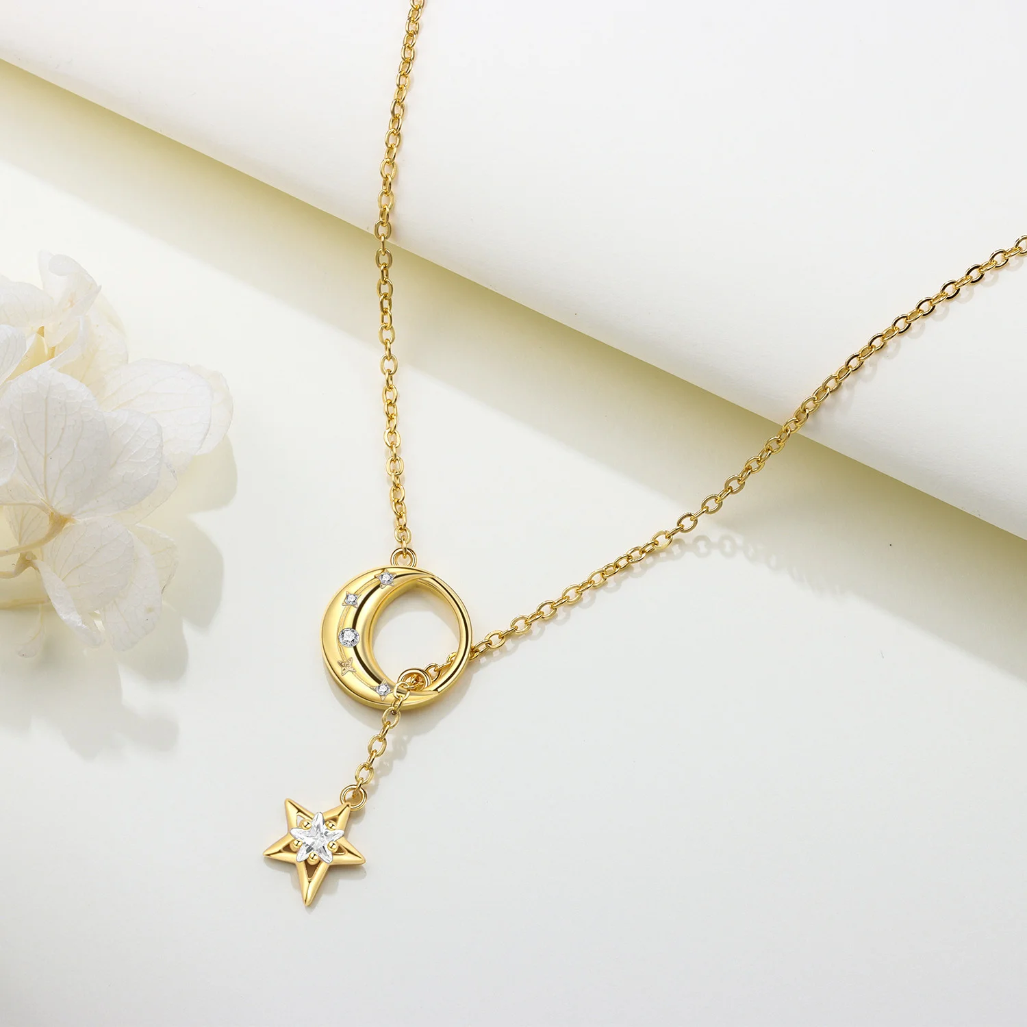 

Orstarry S925 стерлингового серебра изысканная звезда и луна Y-образная цепочка с подвеской ожерелье для женщин подарки на день рождения модные ювелирные изделия