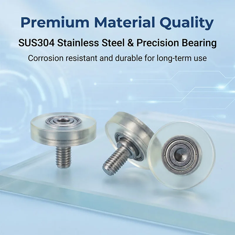 1pc 36mm Diameter Externally Threaded Polyurethane Forming Bearing Roller PU620036-16C1L10M8 OD 36mm PU Soft Rubber Pulley Wheel view 5