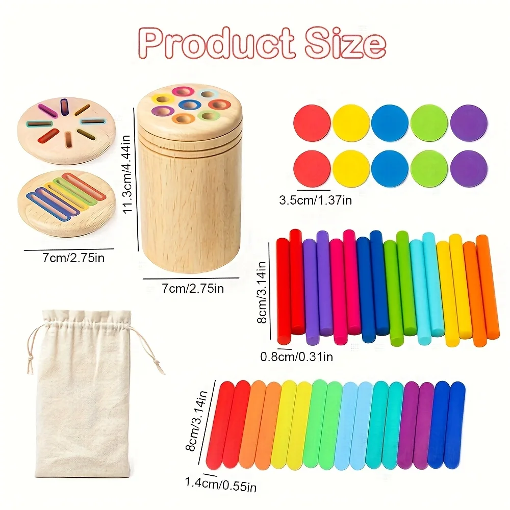 

Montessori Wooden Color Sorting Cup Toys Sorting Fine Motor Shape Matching Sensory Early Educational Puzzle Toy for Toddlers