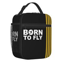 Born To Fly Captain Stripes Flight Pilot Lunch Boxes Multifunction Aviation Airplane Cooler Thermal Food Insulated Lunch Bag