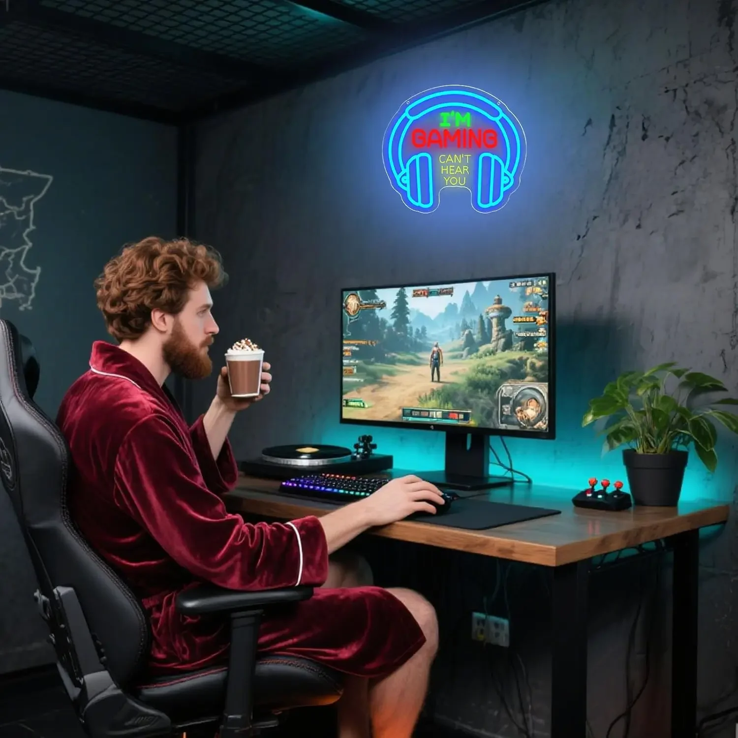 "I'M GAMING CAN'T HEAR YOU"  Neon Sign USB Powered Led Light for  Kids Room Gaming Room Bedroom Decoration Gift Art Wall Light view 5