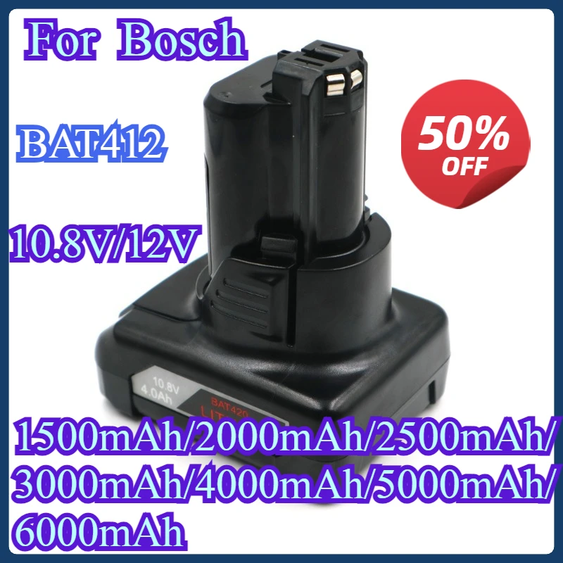

12V 5000mAh Li-ion BAT420 Replacement Batteries For Bosch BAT411A BAT412 BAT413 BAT412A 10.8V Power Tools Battery