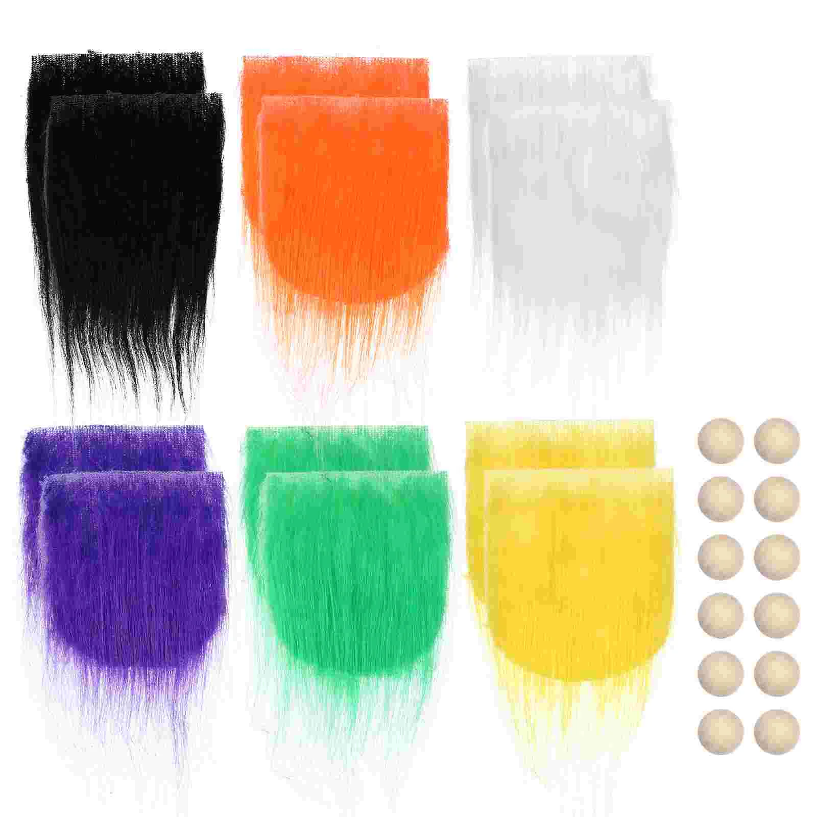 24 Pcs Shaggy Fur Strips Artificial Fabric DIY Gnome Beard Unfinished Wooden Balls Elder Beards