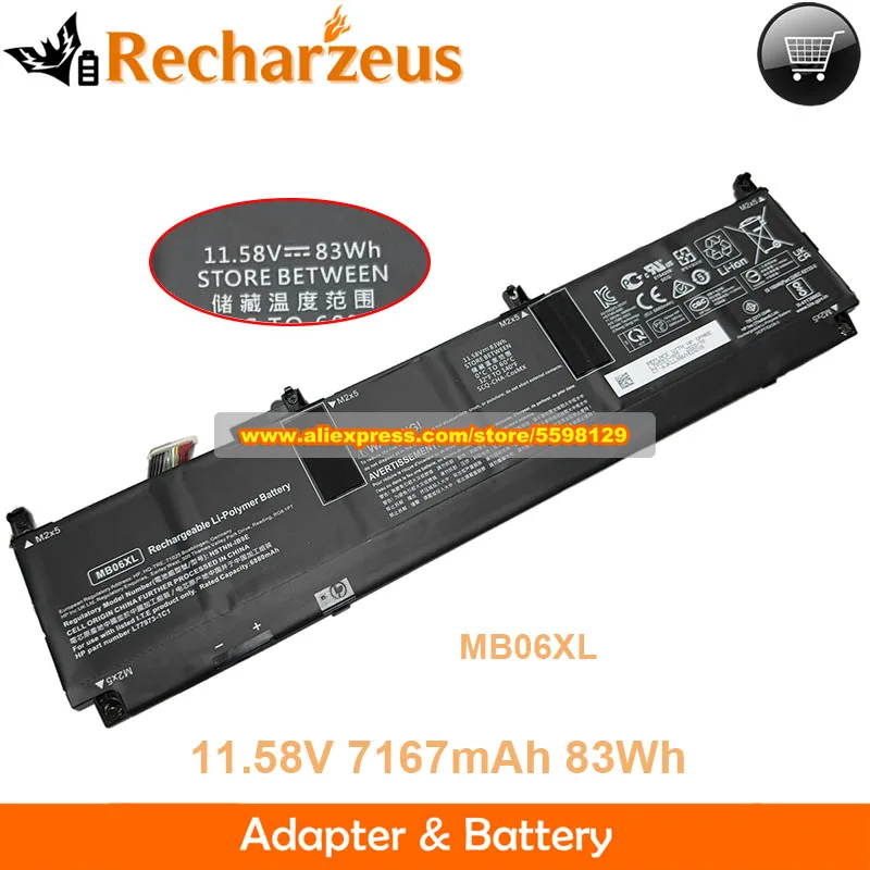 

Original 11.58V 7167mAh 83Wh MB06XL L78553-005 HSTNN-IB9E Battery For HP ZBook Studio G7 1J3R7EA ZBS15G7002 21X54UT H80612762