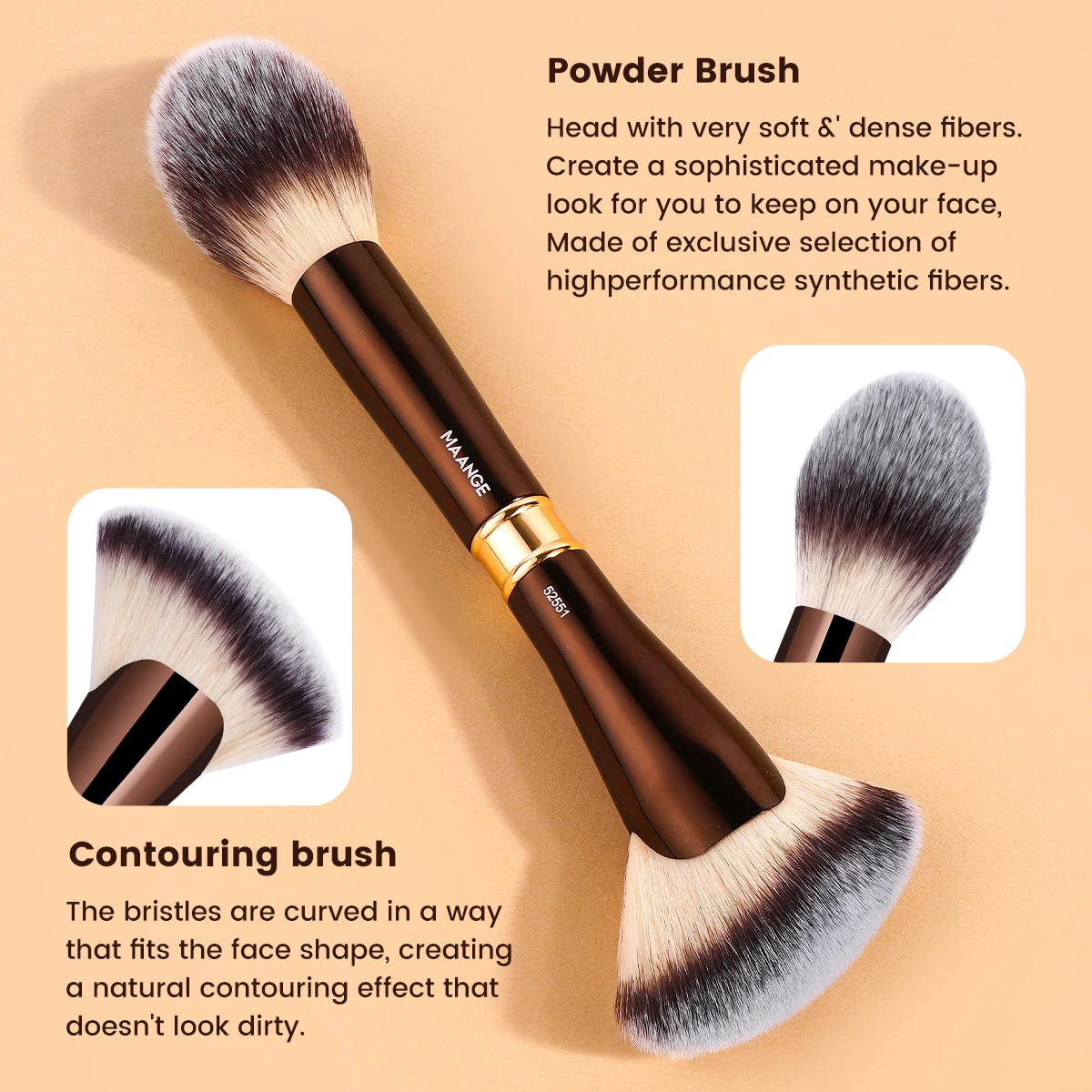MAANGE ギフトボックス ミラー付き 8 個 デュアルエンドメイクブラシセット ファンデーション パウダー ブラッシュ コンシーラー ハイライター 化粧品ブレンド