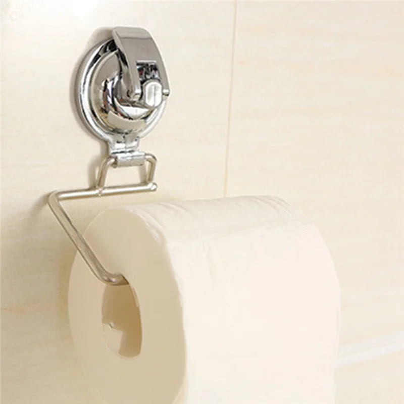 Vakuum Saugnapf Rollenpapierhalter Silber Edelstahl Tissue Rack Badezimmer WC Toilette Wandmontiertes Lagerregal LYZ