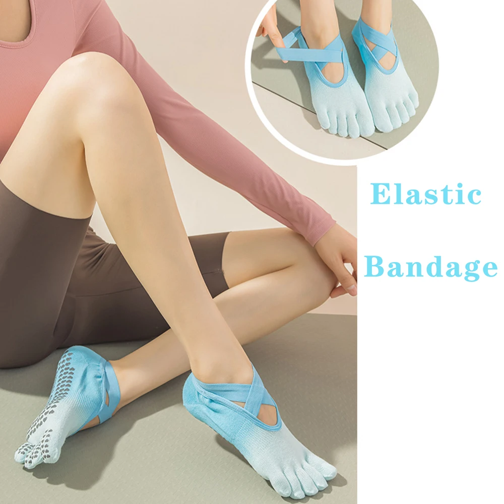 Cotton Women High Quality Breathable Yoga Toe Socks Silicone Non-Slip Ladies Bandage Pilates Ballet Dance Fitness Workout Sock