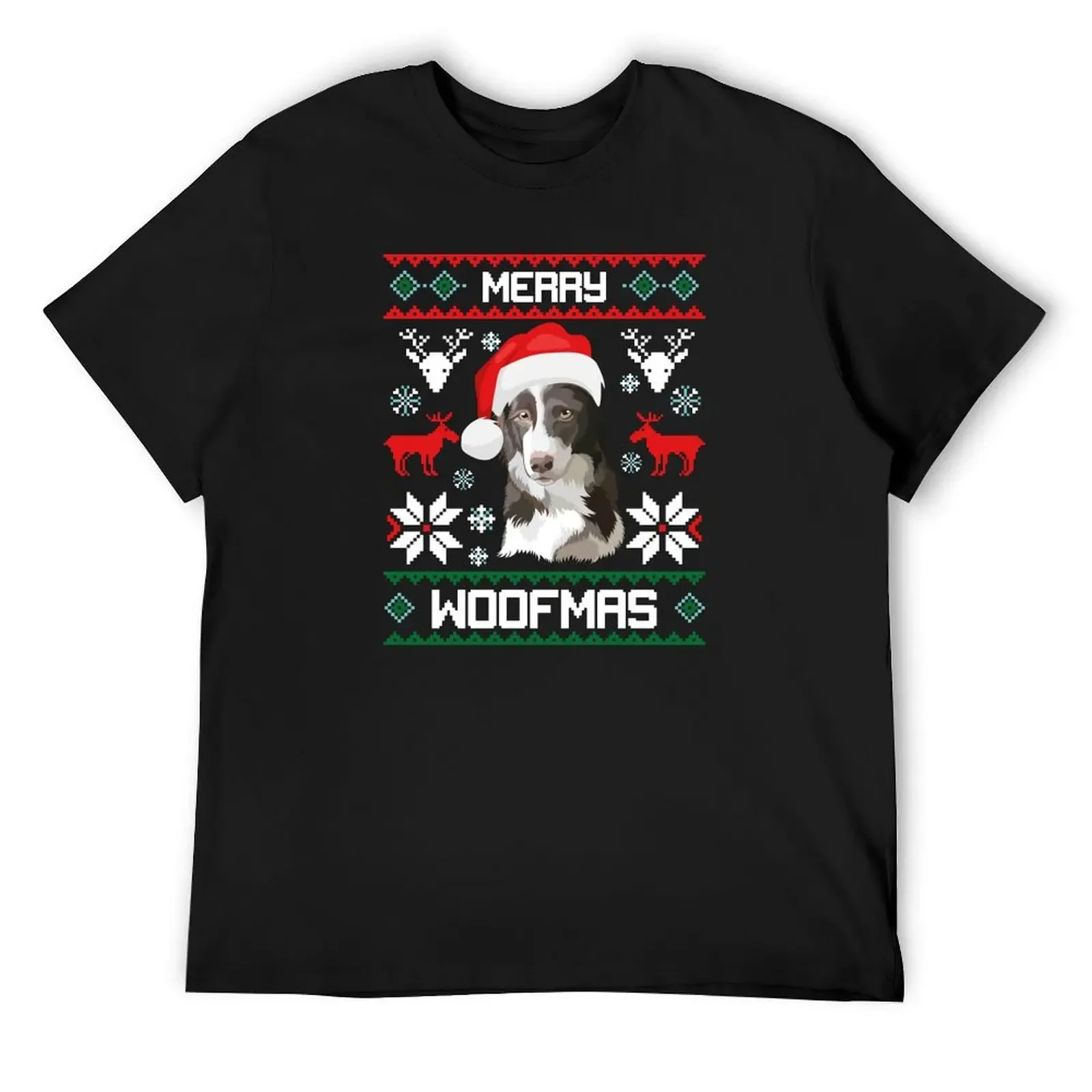 

Border Collie Gift For Merry Christmas Woofmas Clothes T-Shirt sublime customs design your own t shirt men 100℅ cotton