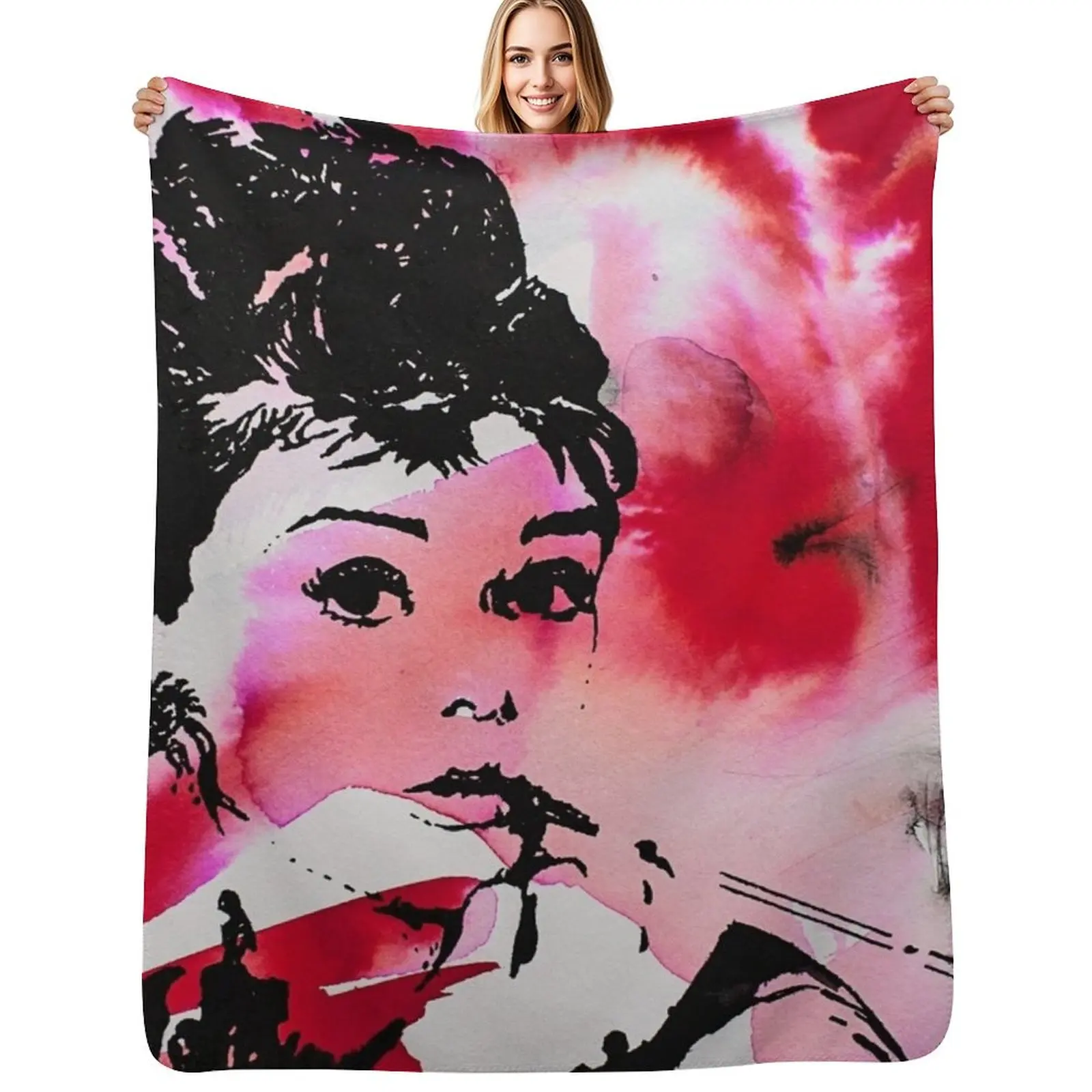 Audrey Hepburn Throw Blanket Bed linens Single Custom Bed Fashionable funny gift sofa bed Blankets