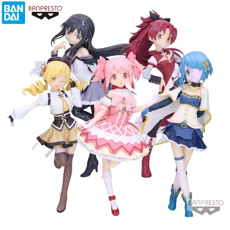 В наличии, 100% оригинал Bandai Banpresto: Набор из 5 фигурок персонажей аниме Puella Magi Madoka Magica, коллекционный декор для рабочего стола, подарок