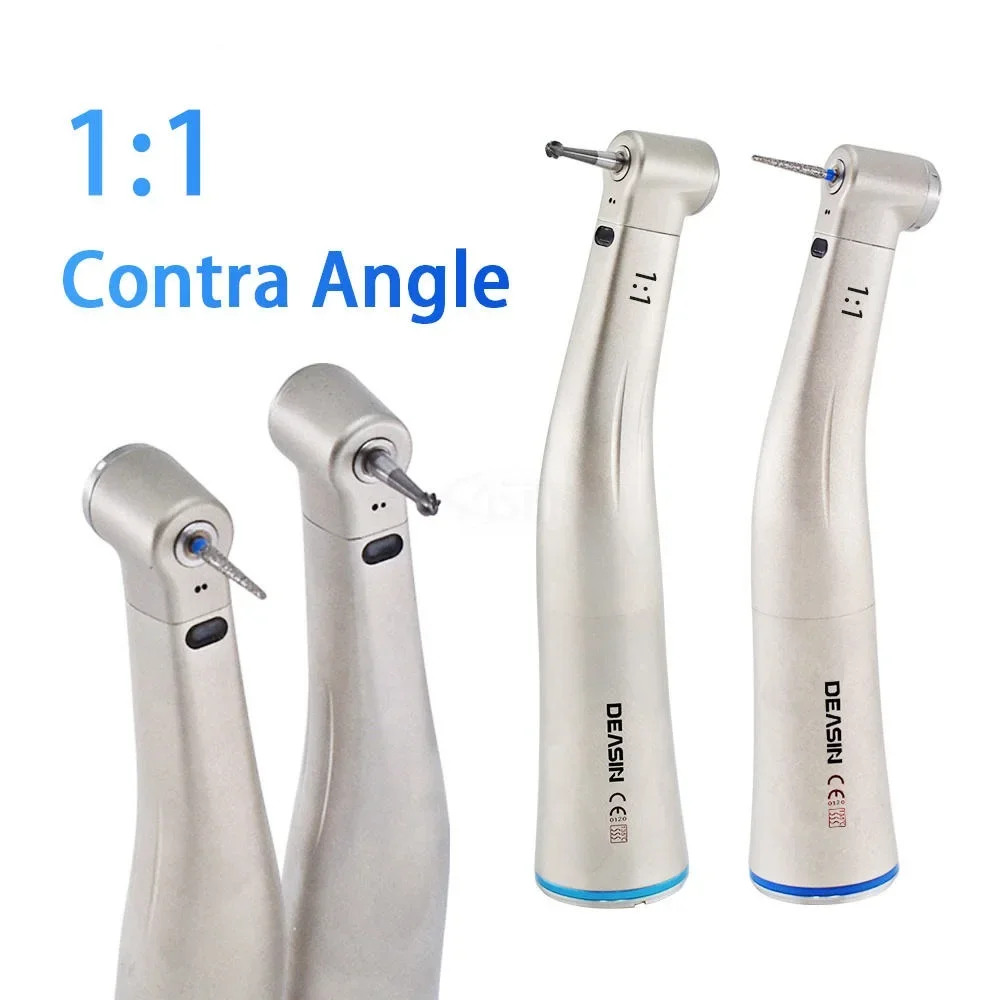 X25L/ X25 Den tal 1:1 Increasing Speed Handpiece Push Button Contra Angle LED Fiber Optic Blue Ring Handpiece