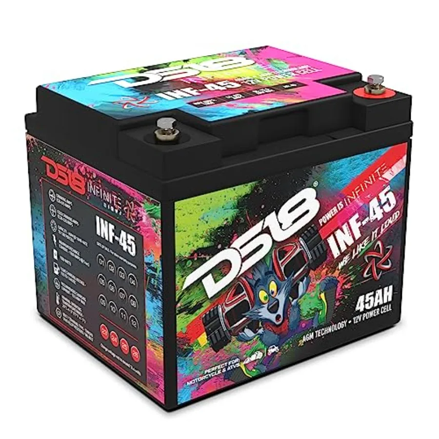 

INFINITE 45 AH 1500 Watts AGM Power Cell 12 Volt Battery M5 Terminal Bolt Deep Cycle Black High Performance Long Lasting