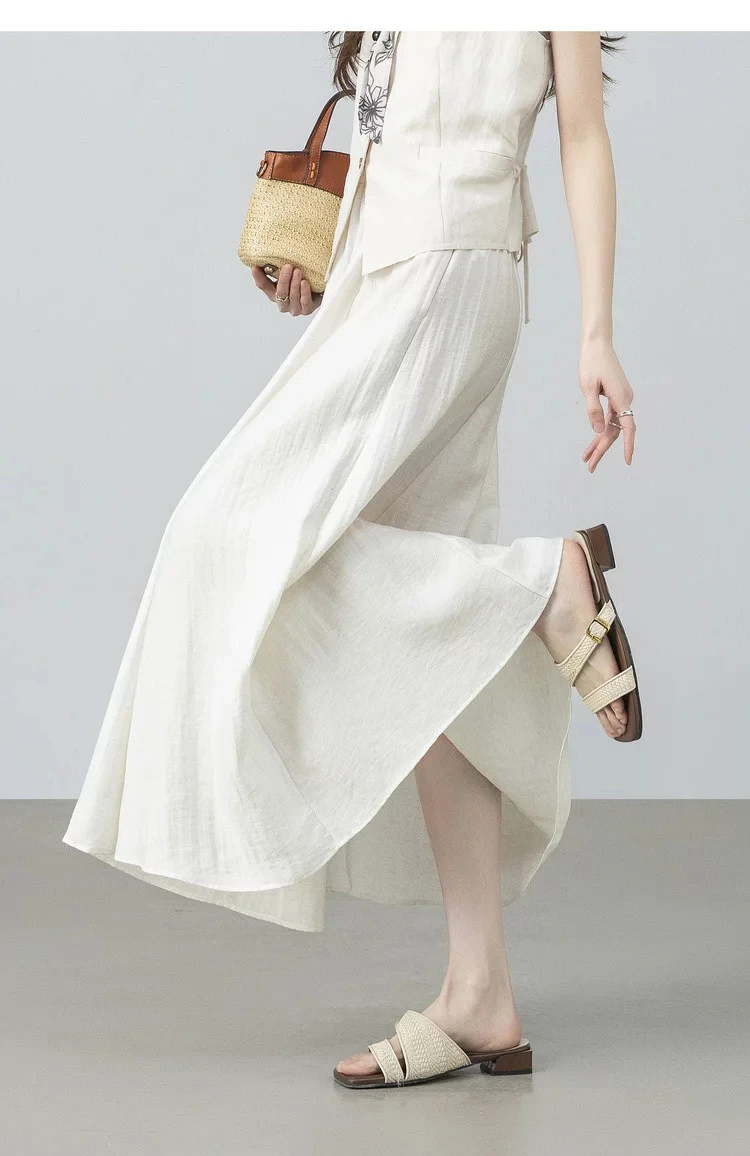 SENTUBILA Minimalistischer A-Linien-Rock für Damen, Sommer 2026, Neuer Lässiger Rock mit Elastischem Bund, Langer Lockerer Rock, Damenbekleidung 162QA5883 – Detail 29