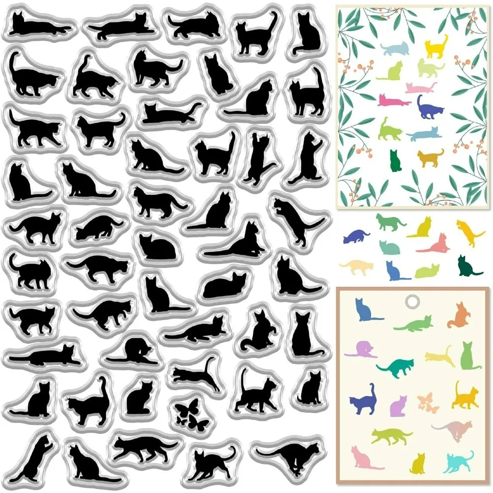 Animal Clear Rubber Stamps Vintage Black Cat Reusable Transparent Silicone Stamp Seals for Journaling Card Making Decor