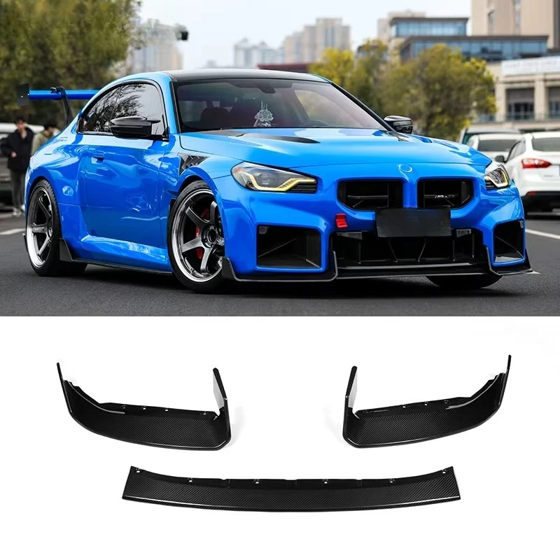

High Quality Real Dry Carbon Fiber AD Style 3-Piece Front Lip Diffuser Auto Part for G87 M2 Carbon Fiber Front Lip