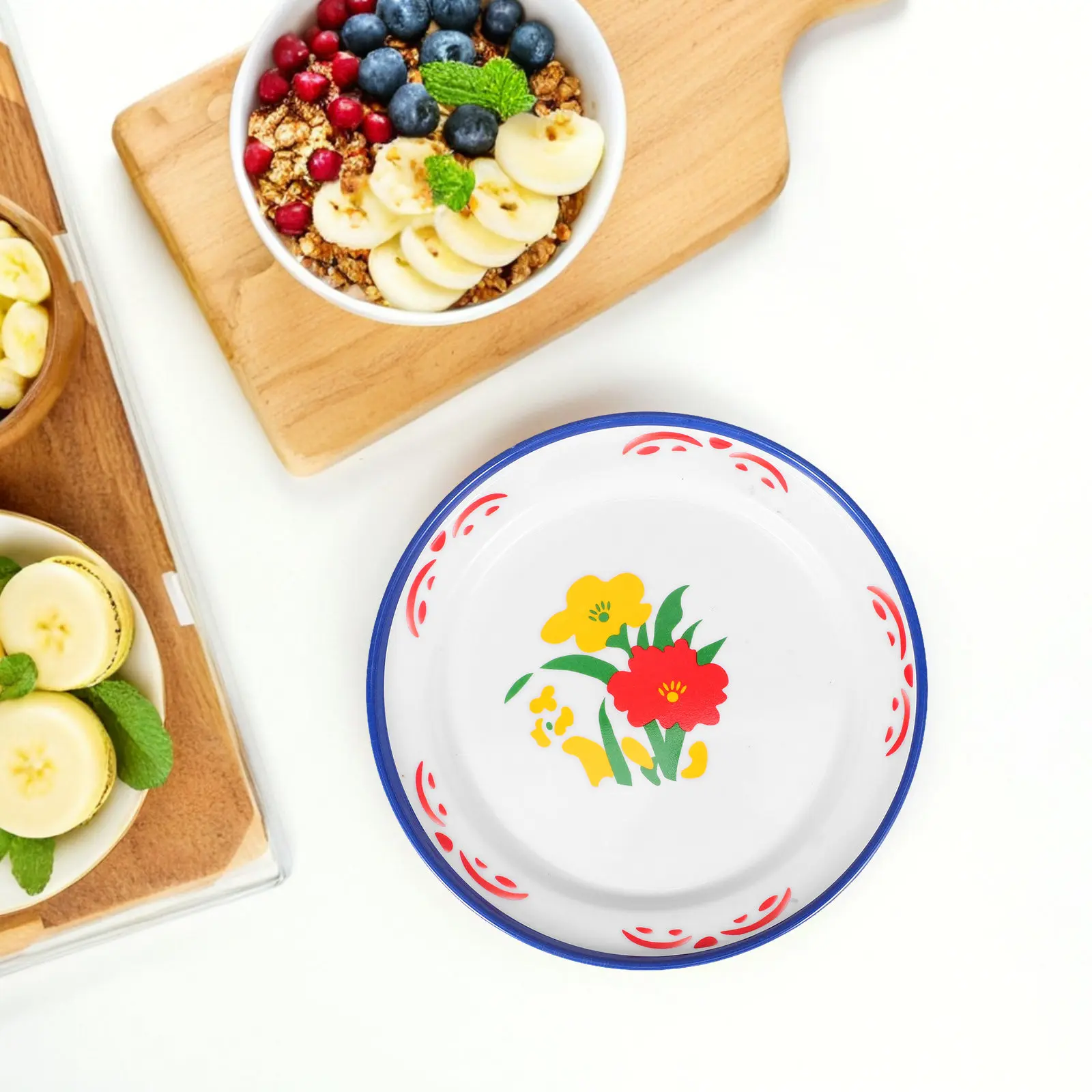 Melamine Food Serving Plates Elegant Floral Pattern Shatterproof Stackable Easy Clean for Restaurant Picnics Camps Outdoor