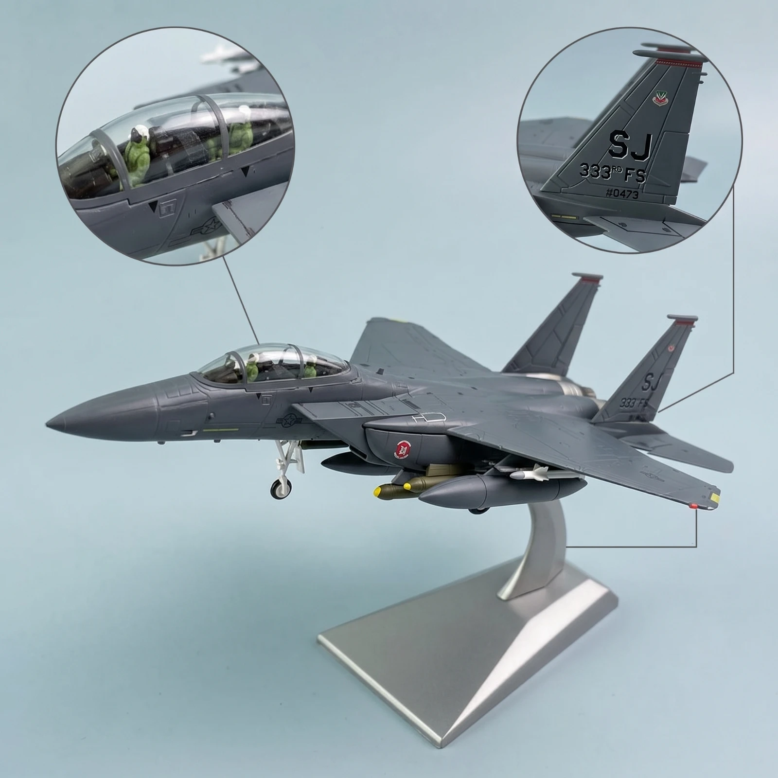 F-15E Strike Eagle Model Airplane 1/100 Scale F-15E Fighter Jet Model Exquisite Detailing Realistic for Collectors