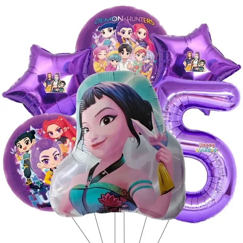 6pcs Aluminum Film Music Girl Birthday Party Decoration Ball Number Digit 0-9 Balloon Set Baby Shower Party Supplies Gift - view 5