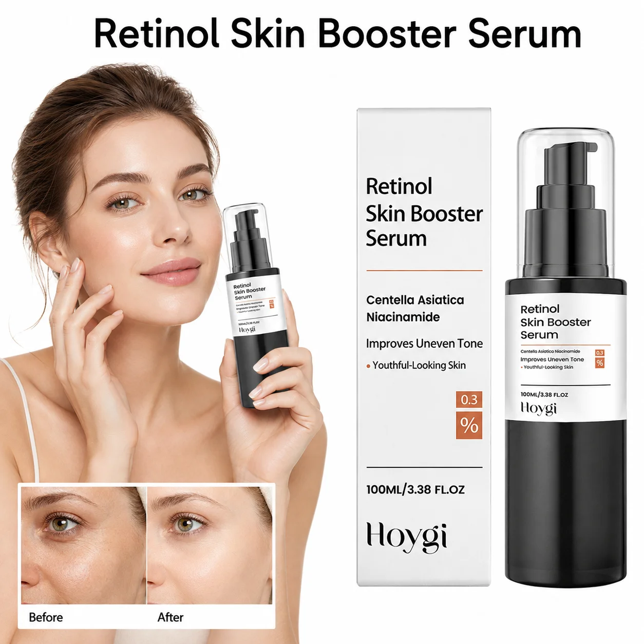 Retinol Facial Serum with Glycerin Niacinamide Centella Asiatica Hydrating Soothing Formula for Smooth Radiant Skin