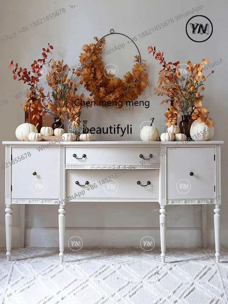 

Лидер продаж, французский входной шкаф в стиле ретро, встроенный обеденный боковой шкаф из цельного дерева, шкаф для маленькой квартиры в американском кремовом стиле