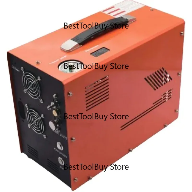 Compressor de Ar 350W 12V 220 com Desligamento Automático, 300 Bar, Submersível, 4500 psi, 500ml, 12 Minutos, Isento de Óleo, Motor 0-4500 psi