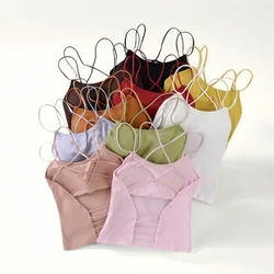 Women Tank Crop Tops Female Crop Top Seamless Backless Summer Cropped Camis Removable Pads Lingerie Girls Camisole
