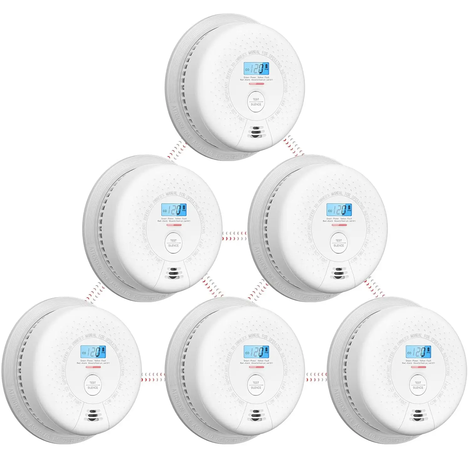 

Smoke and Carbon Monoxide Detector Combo,Wireless Interconnected Combination Smoke and Carbon Monoxide Detector with LCD Display