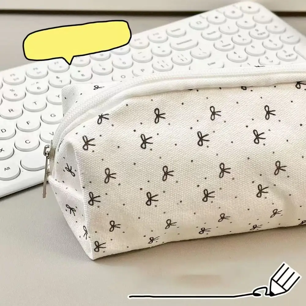 Cute Bowknot Pen Bag Large Capacity Multifunctional Pencil Case Stationery Organizer Students