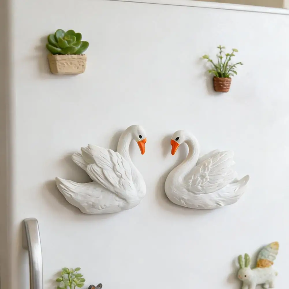 Swan Refrigerator Magnets Decorative Kitchen Magnets Couple Swan Shape Refrigerator Magnet 3d Resin Decorative Fridge for Fridge