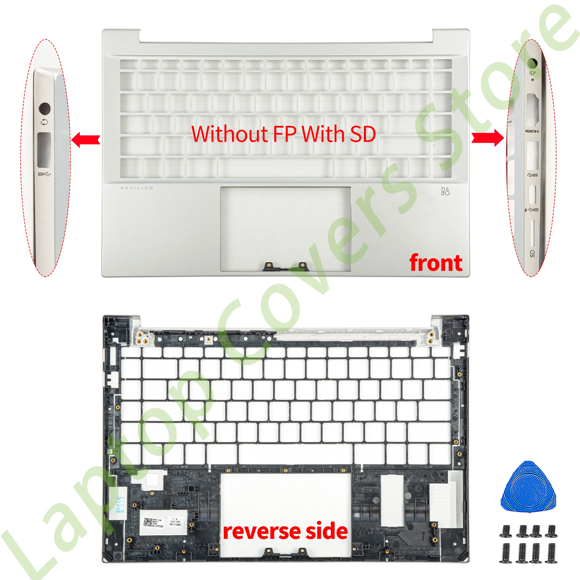 Imagem -03 - Laptop Prata Tampa Traseira Fingerprint Bottom Case Substituição de Dobradiças Pavilhão 14 14-dv Tpn-q244 Lcd Tampa Traseira