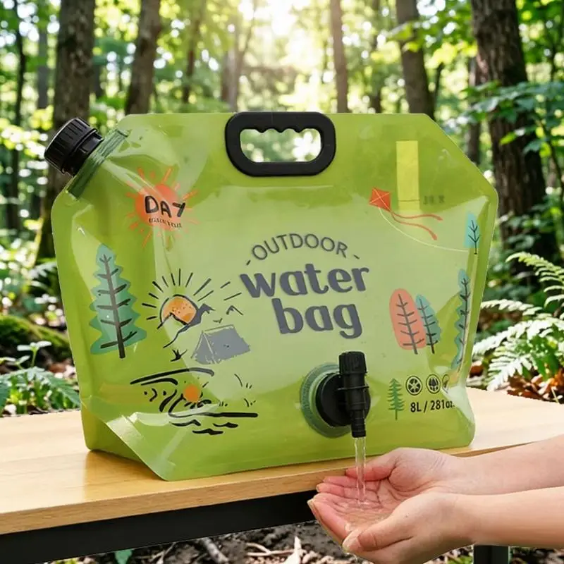  3Pieces Folding Water Carrying Bag Leakproof Stackable Water Reservoirs Plastic Texture for Travel and Sports