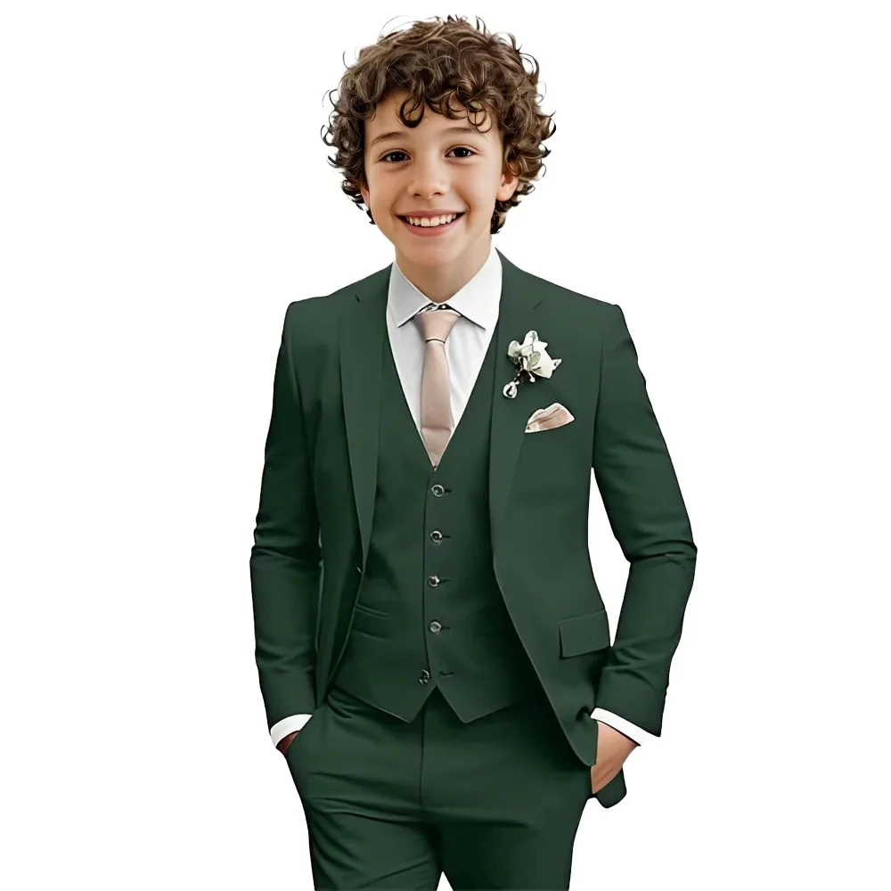 

Boys Suit 3 Piece Blazer Vest Pants Set Slim Fit Notched Lapel Single Breasted Kids Tuxedo Suit Formal Wedding Outfit