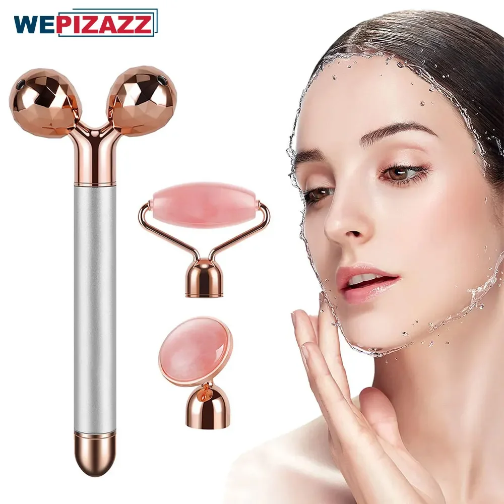 3 in 1 Face Massager Roller Massage Stick 3D Roller Face Massager Kit Gift Set for Face Skin Care Tools Girls Women Home Beauty