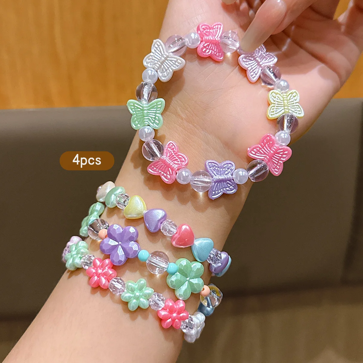 4 colorful flower butterfly bracelets for outdoor outings, paired with simple and cute outfits view 5