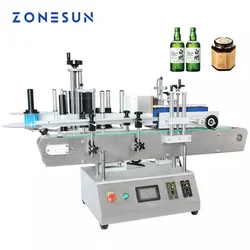 ZONESUN ZS-TB150A High Speed Essential Oil Cosmetic Small Glass PET Round Bottle Labeling Machine Label Sticker Applicator