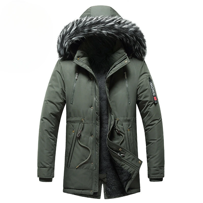 Winter Men Warm Jacket Men Cotton Windproof Casual Parkas Jacket Coat Men Fur Collar Thicken Outwear Detachable Hat Jacket Male