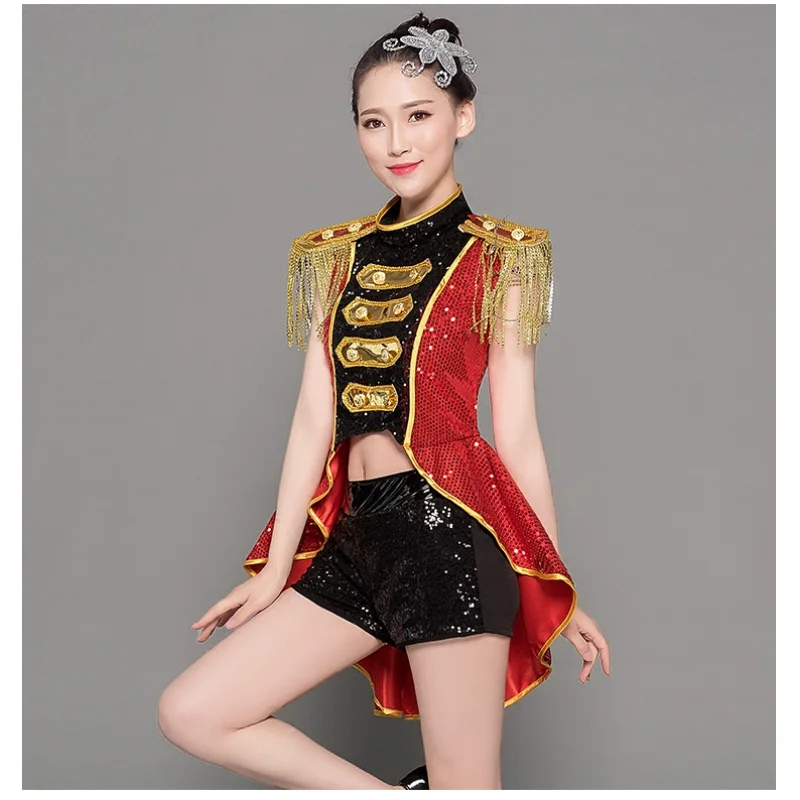 Jazz Dance New Modern Dance Performance Costume Sequins Ds Nightclub Adult Stage Drumming Costume Tailcoat Tassel Dance Costume