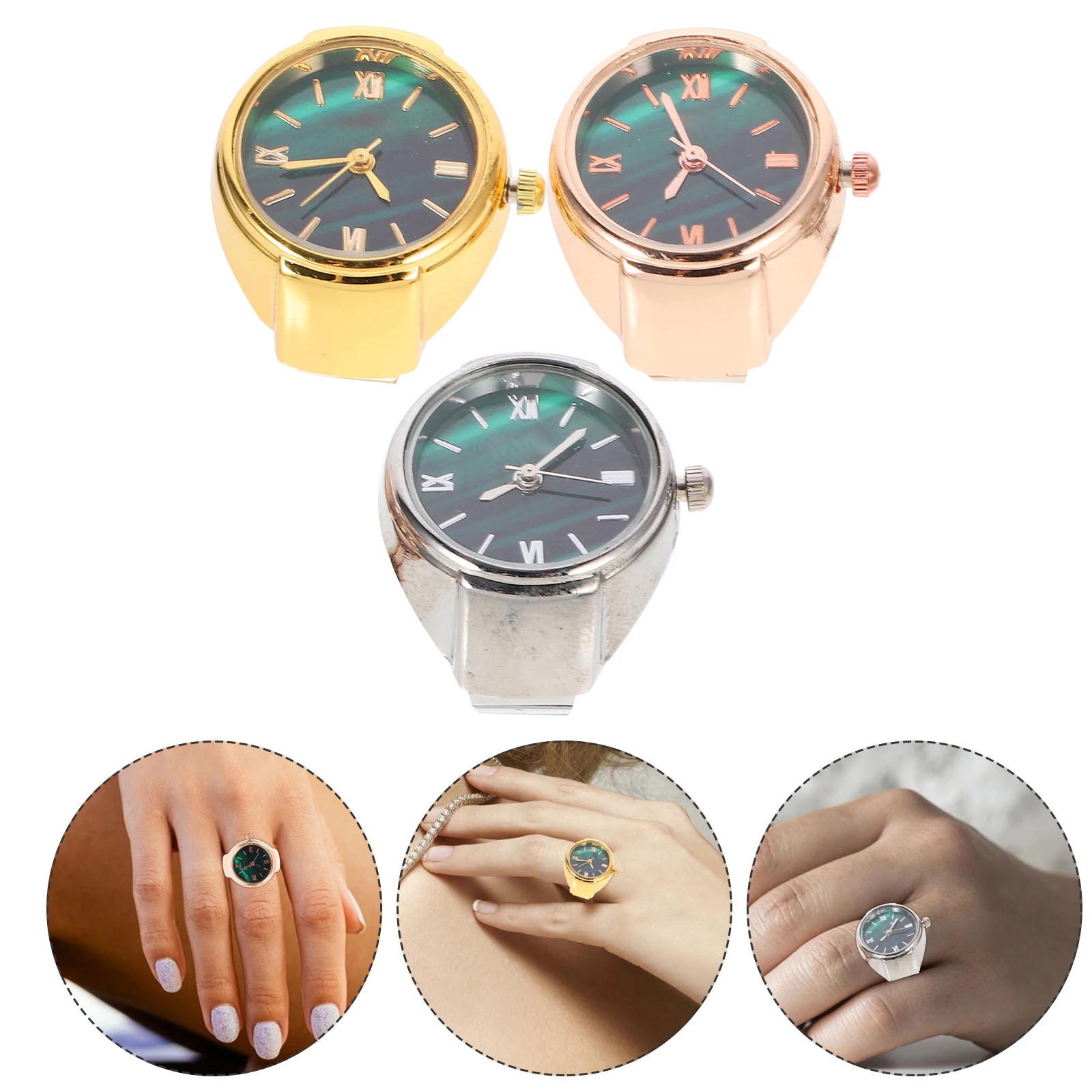 

3 Pcs Design Stainless Boy Steel Glass Girls Boys Watch Rings Finger Watches Ring Watch Finger Ring Decor Gifts