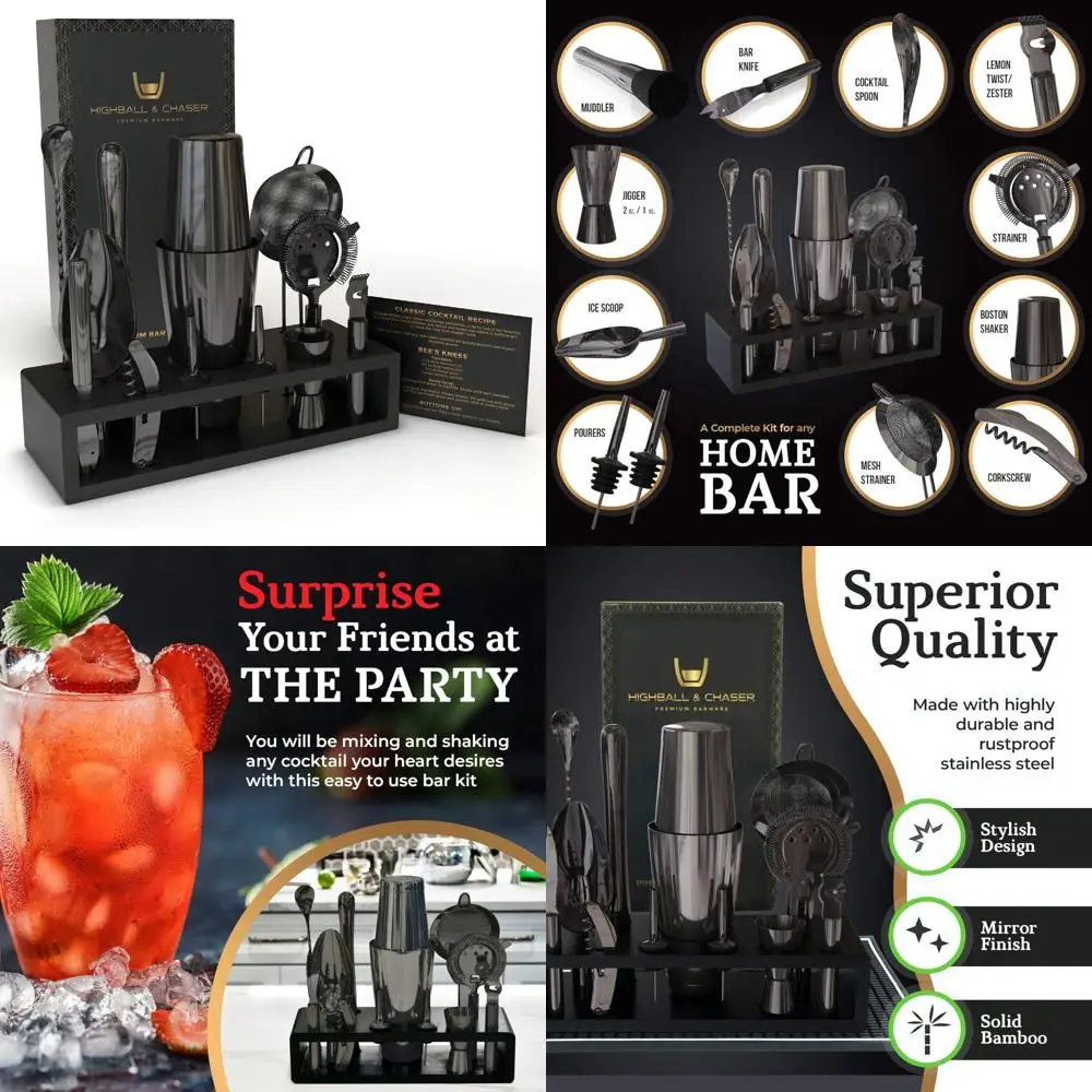 

Набор коктейльных шейкеров Boston из нержавеющей стали из бронзового черного цвета, 13 предметов, с инструментами для барменами для миклогии