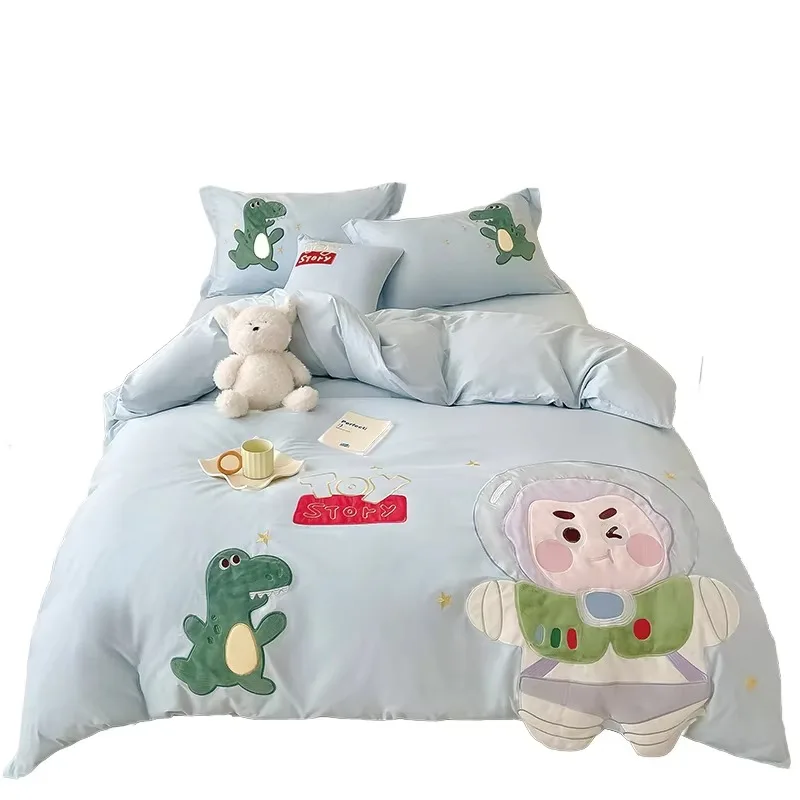 

Cartoon Four-Piece Set Cute Ren's Sheet Pillowcase & Duvet Cover Washed Quilt Set At Wholesale Price
