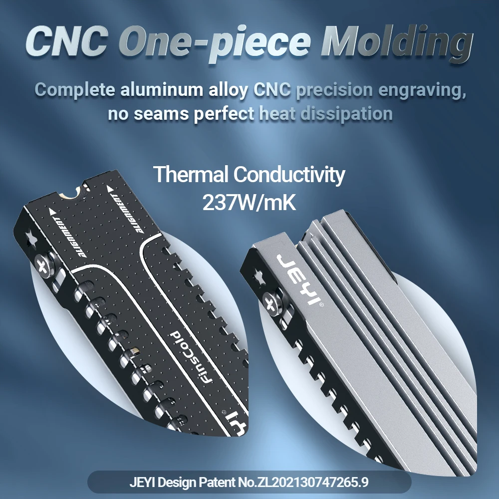 JEYI M.2 2280 SSD Heatsink - Full Aluminum Cooler with Thermal Silicone Pad for NVMe/NGFF SSD (PS5/Motherboard Compatible)