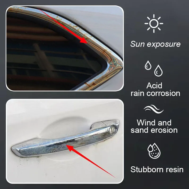 SEAMETAL Car Chrome Plate Retreading Agent 100ml Rust Remover Restore Cleaner Portable Car Rust Removal Chrome Renovation Care