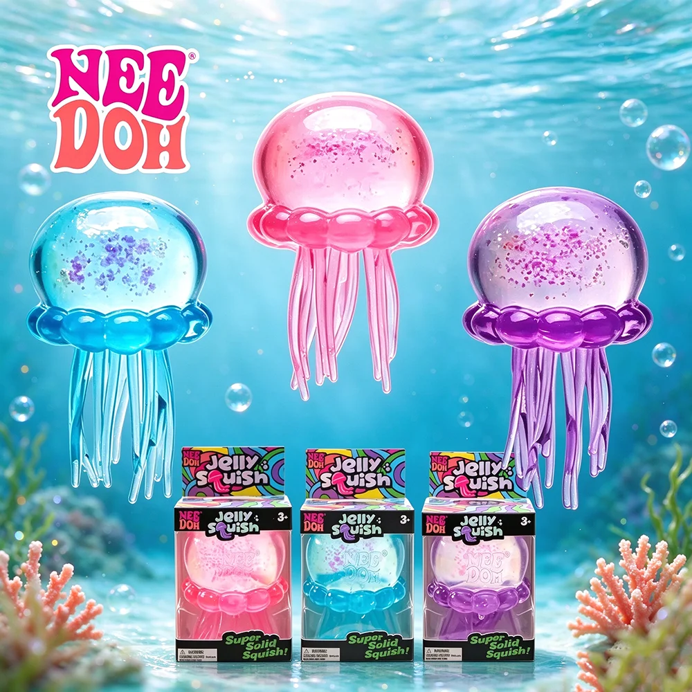 NeeDoh Jelly Jellyfish Fidget Toy Super Solid Stress Ball Anti‑Anxiety Sensory Toy Relax Decompression Gift for Kids & Adults