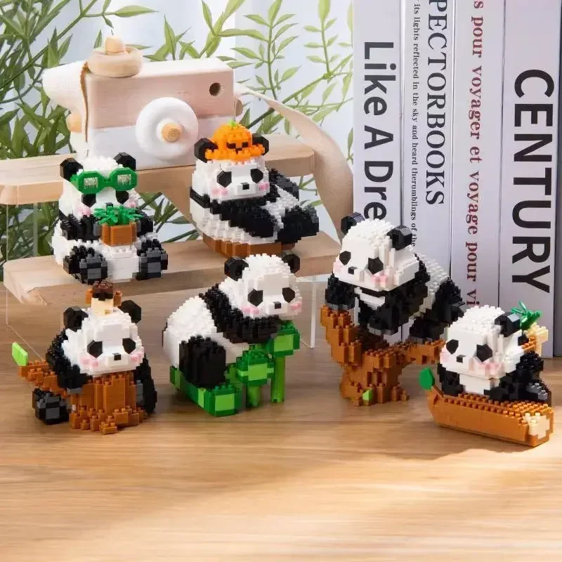 

Chinese giant panda flower and cute orchid small particle assembly block toy puzzle gift for boys and girls