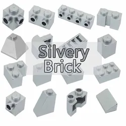 MOC Building Block Silver Plated small Particle Puzzle Brick Puzzle Toy Rare Parts 3005 3004  3010 60476 30414 3665 3045