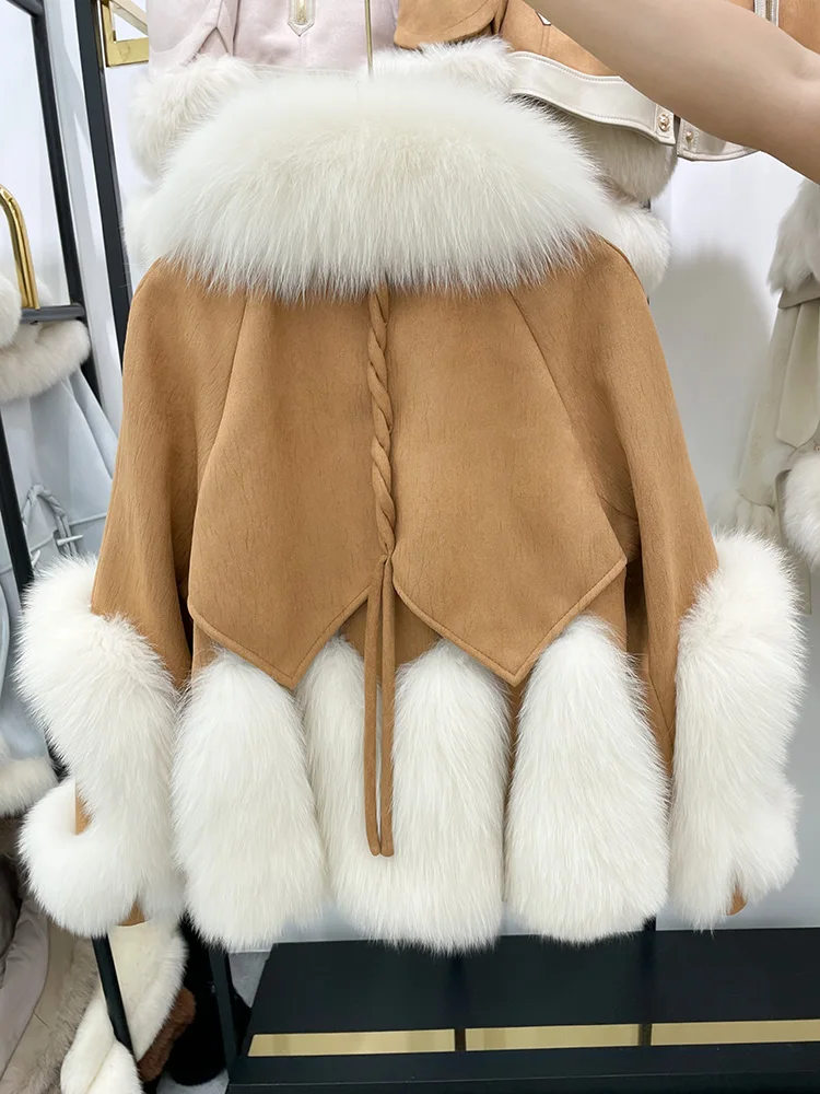 2023 Fashion Real Fur Coat Goose Down Jacket Winter Women Coat Natural Fox Fur Collar Thick Outerwear Warm