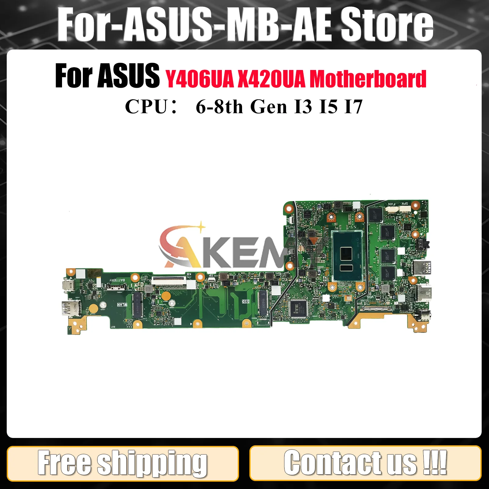 

X420UA Laptop Motherboard For ASUS VivoBook X420UA Y406UA X420U Notebook Mainboard With I3 I5 I7 CPU 100% tests OK fast shipping