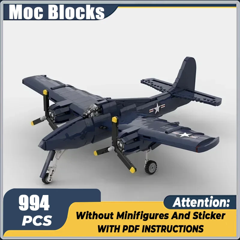 Bloques de construcción Moc, modelo de combate militar, escala 1:35, F7F-3, tecnología Tigercat, bloques, regalos, juguetes de Navidad, conjuntos DIY de montaje