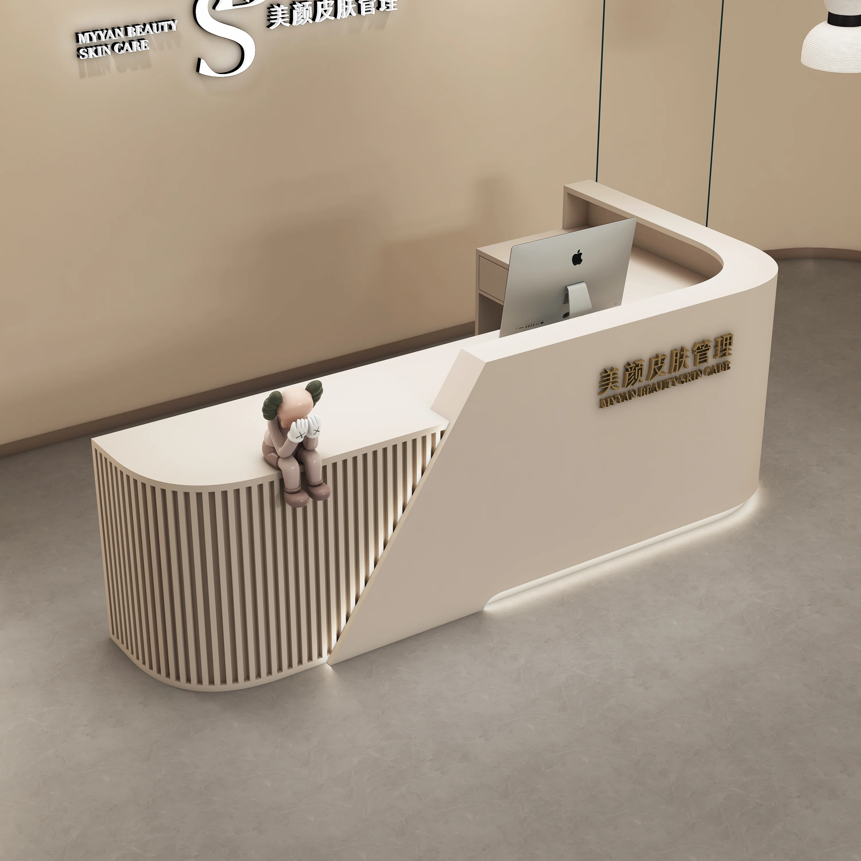 

Bar Beauty salon checkout page Clothing store Simple modern front desk Arc training institution Reception desk L-shaped corner